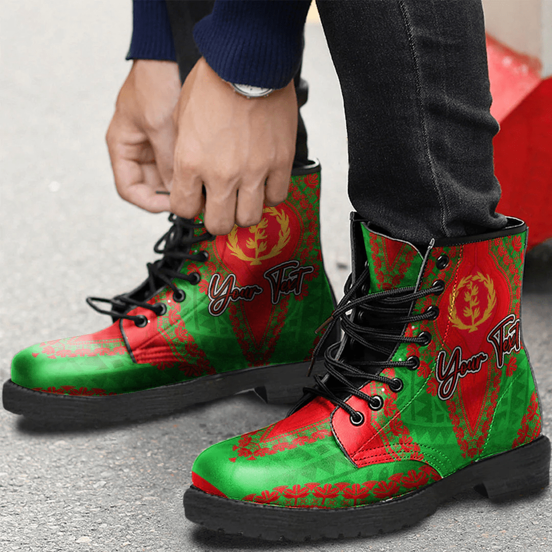 Africa Boots Eritrea Green Version Leather Boots Vintage African Dashiki