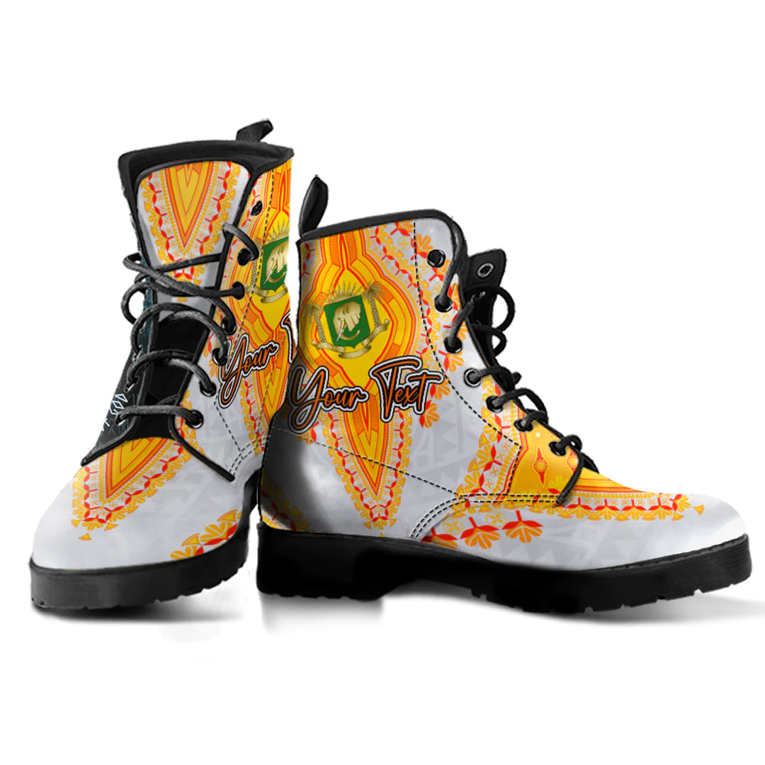 Africa Boots Ivory Coast White Version Leather Boots Vintage African Dashiki