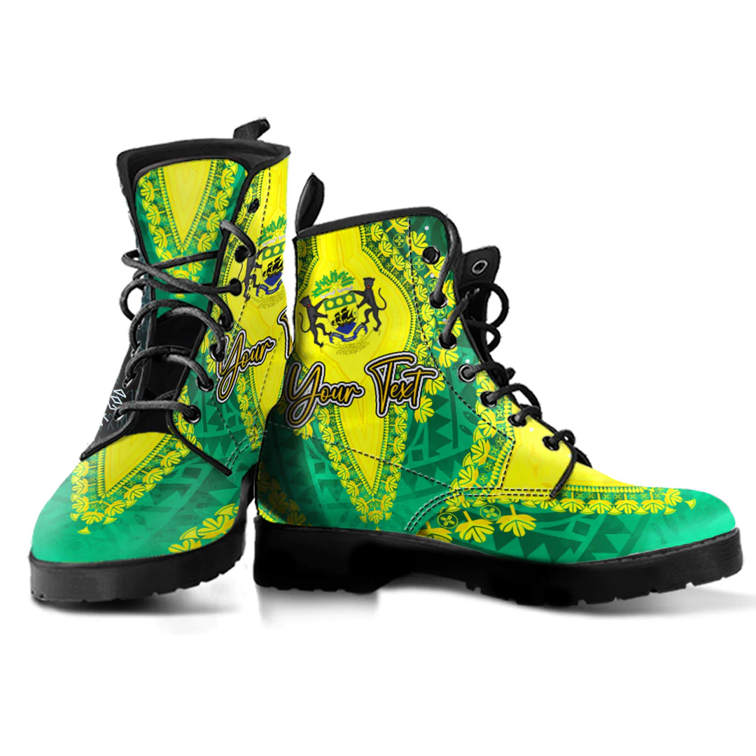 Africa Boots Gabon Green Version Leather Boots Vintage African Dashiki