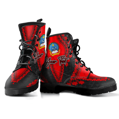 Africa Boots Angola Black Version Leather Boots Vintage African Dashiki