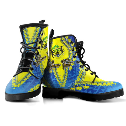 Africa Boots Gabon Blue Version Leather Boots Vintage African Dashiki