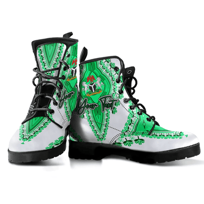Africa Boots Nigeria White Version Leather Boots Vintage African Dashiki