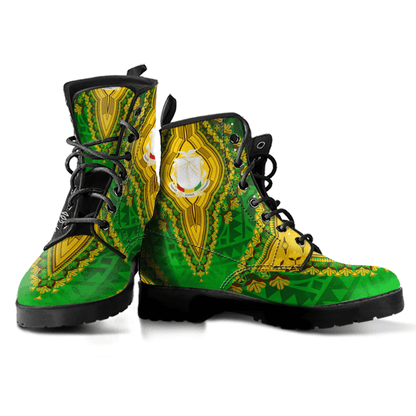 Africa Boots Guinea Green Version Leather Boots Vintage African Dashiki
