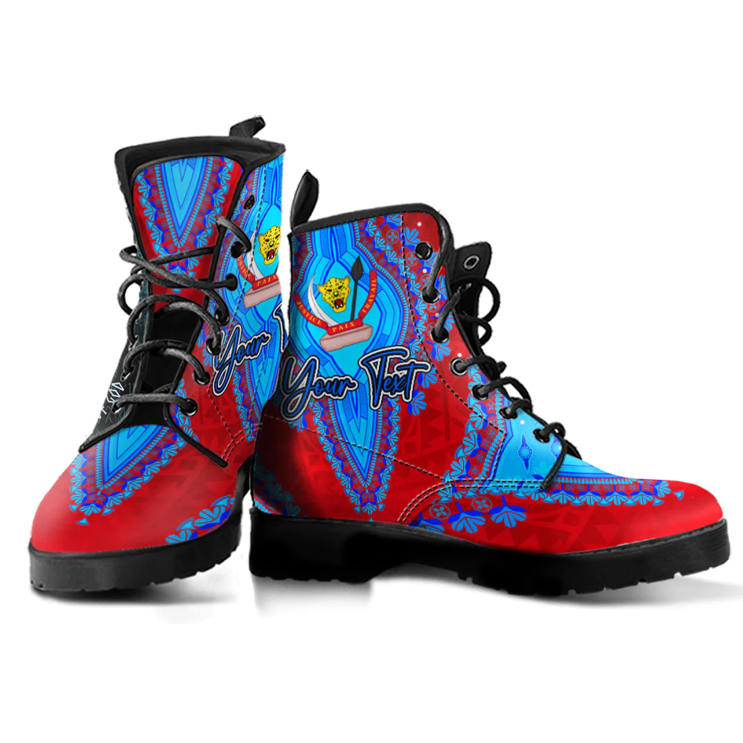 Africa Boots Democratic Republic Of The Congo Red Version Leather Boots Vintage African Dashiki