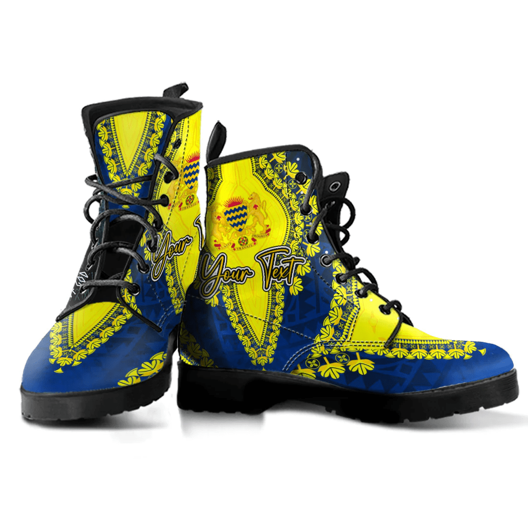 Africa Boots Chad Blue Version Leather Boots Vintage African Dashiki