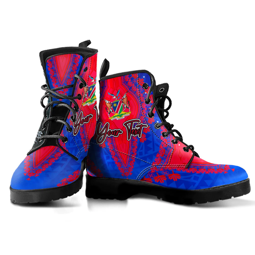 Africa Boots Namibia Blue Version Leather Boots Vintage African Dashiki