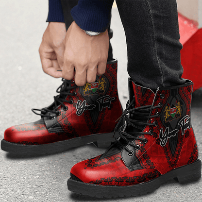 Africa Boots Kenya Red Version Leather Boots Vintage African Dashiki