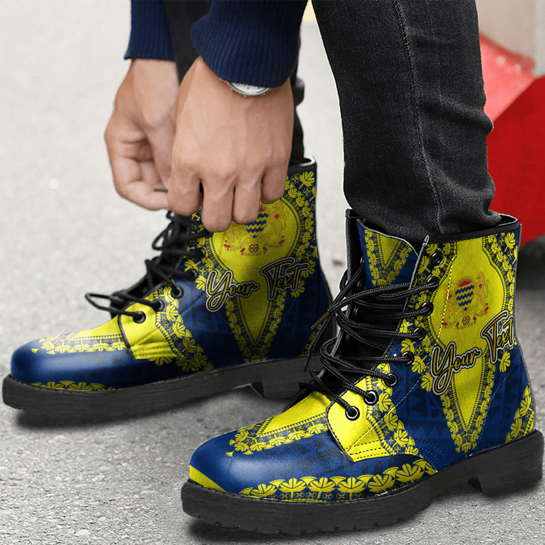 Africa Boots Chad Blue Version Leather Boots Vintage African Dashiki