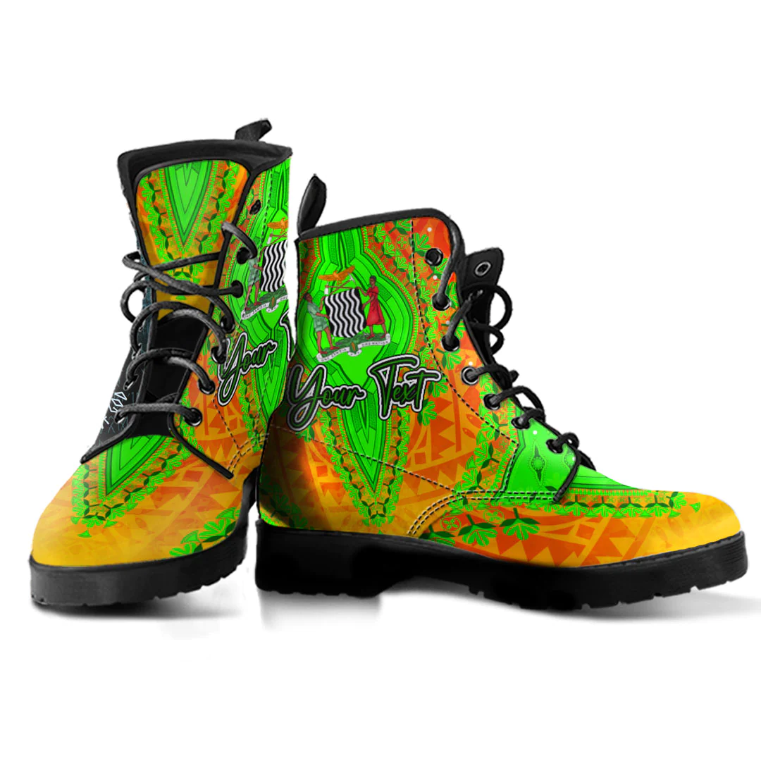Africa Boots Zambia Orange Version Leather Boots Vintage African Dashiki