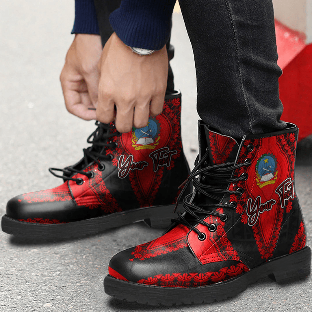 Africa Boots Angola Black Version Leather Boots Vintage African Dashiki