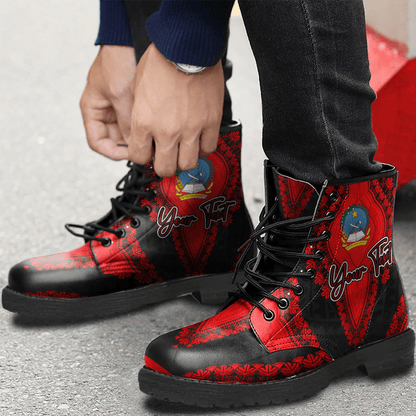 Africa Boots Angola Black Version Leather Boots Vintage African Dashiki