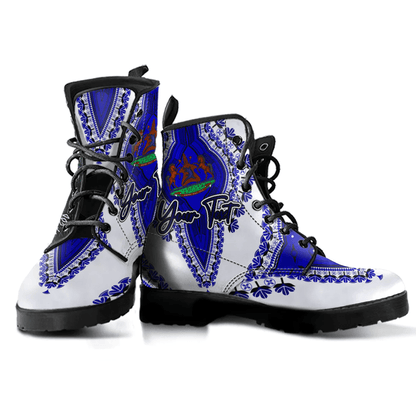 Africa Boots Lesotho White Version Leather Boots Vintage African Dashiki