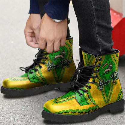 Africa Boots Ethiopia Yellow Version Leather Boots Vintage African Dashiki