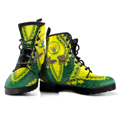 Africa Boots Rwanda Green Version Leather Boots Vintage African Dashiki