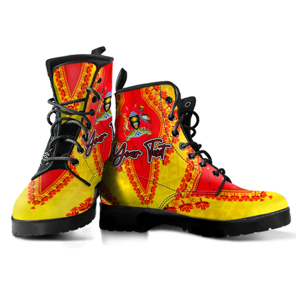 Africa Boots Uganda Yellow Version Leather Boots Vintage African Dashiki