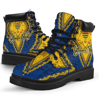 Africa Boots Chad Blue Version All Season Boots Vintage African Dashiki