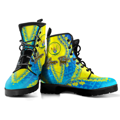 Africa Boots Rwanda Blue Version Leather Boots Vintage African Dashiki