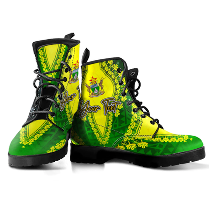 Africa Boots Zimbabwe Green Version Leather Boots Vintage African Dashiki