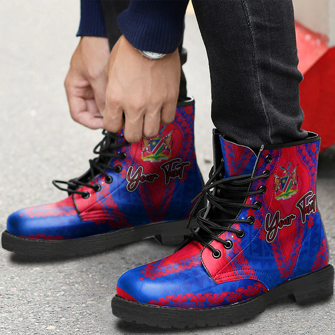 Africa Boots Namibia Blue Version Leather Boots Vintage African Dashiki