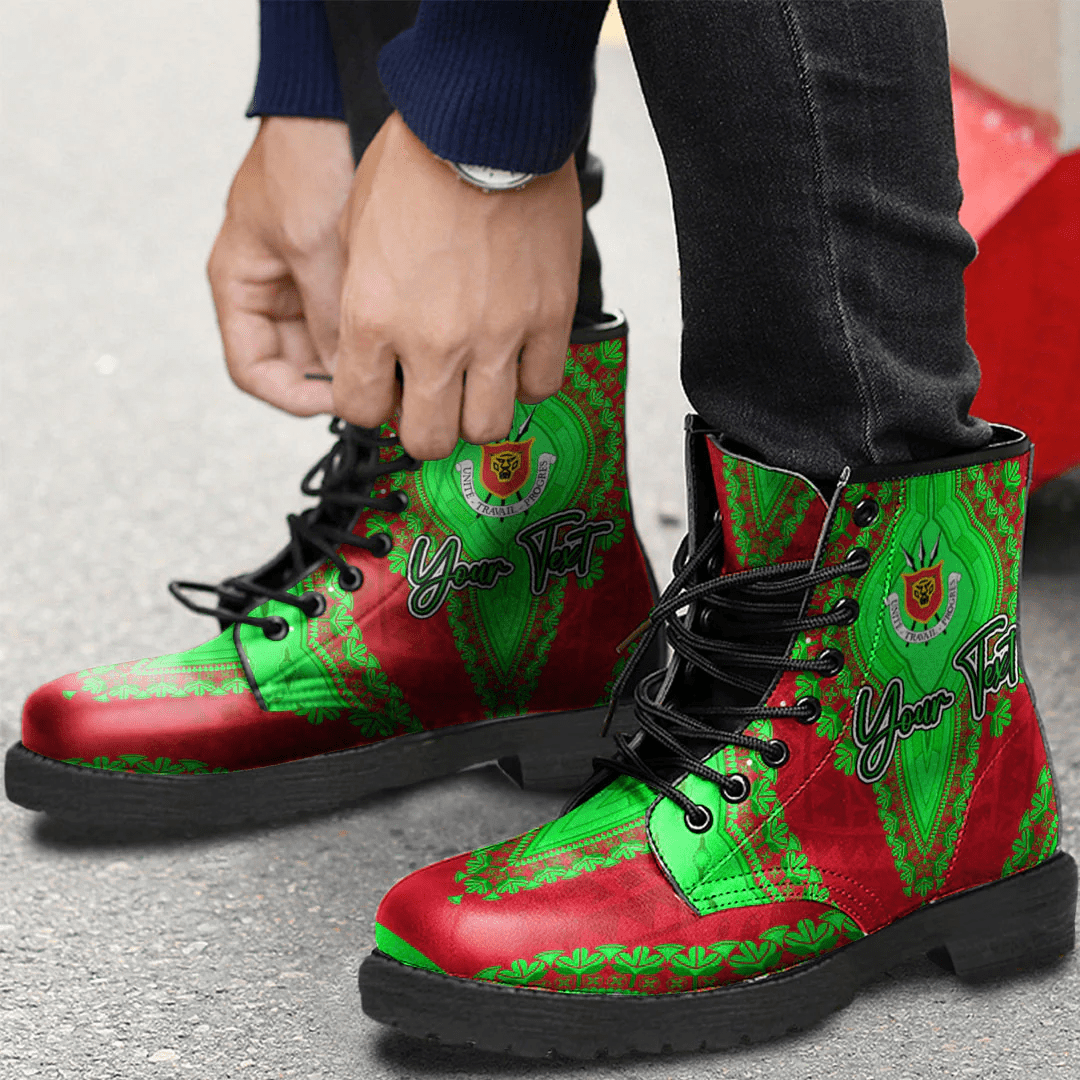 Africa Boots Burundi Red Verison Leather Boots Vintage African Dashiki