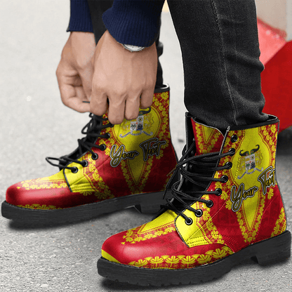 Africa Boots Benin Red Version Leather Boots Vintage African Dashiki