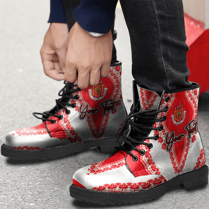 Africa Boots Burundi White Verison Leather Boots Vintage African Dashiki
