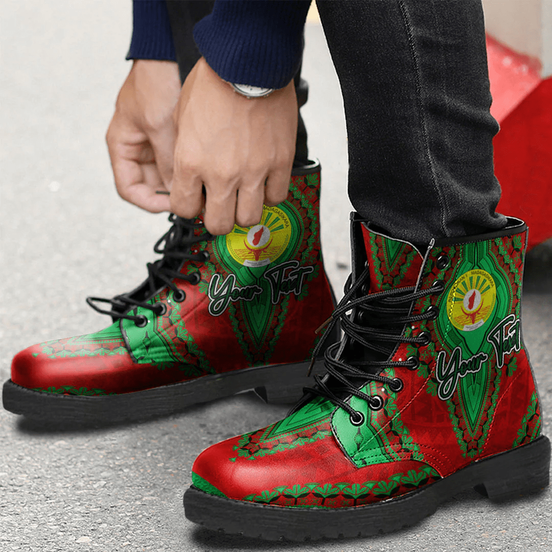 Africa Boots Madagascar Leather Boots Vintage African Dashiki
