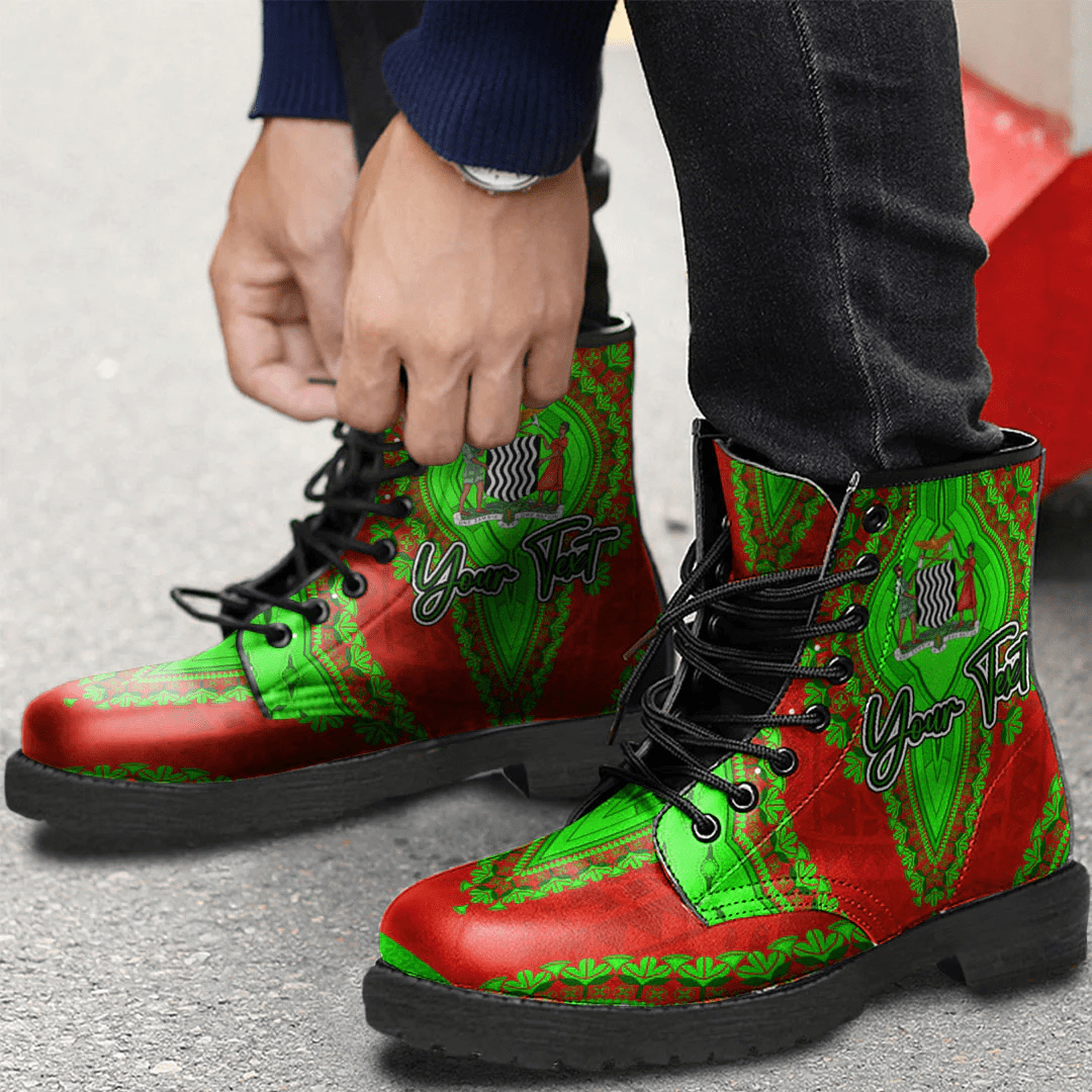 Africa Boots Zambia Red Version Leather Boots Vintage African Dashiki