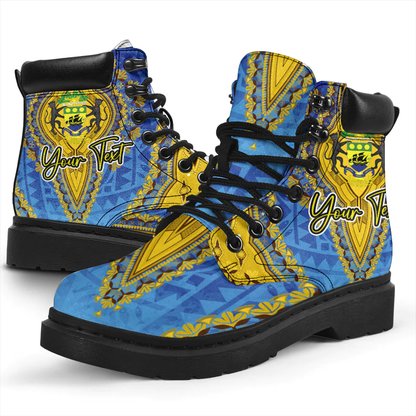 Africa Boots Gabon Blue Version All Season Boots Vintage African Dashiki