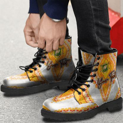 Africa Boots Ivory Coast White Version Leather Boots Vintage African Dashiki