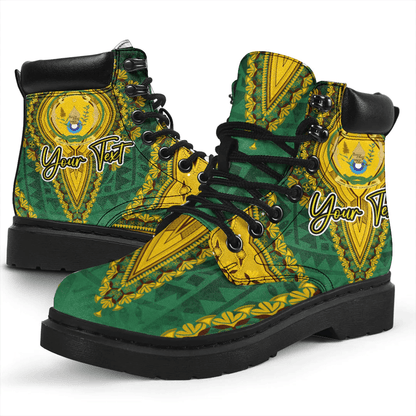 Africa Boots Rwanda Green Version All Season Boots Vintage African Dashiki