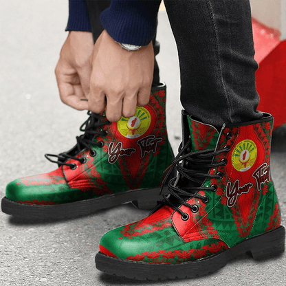 Africa Boots Madagascar Green Version Leather Boots Vintage African Dashiki