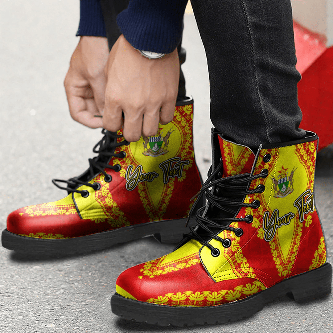 Africa Boots Zimbabwe Red Version Leather Boots Vintage African Dashiki