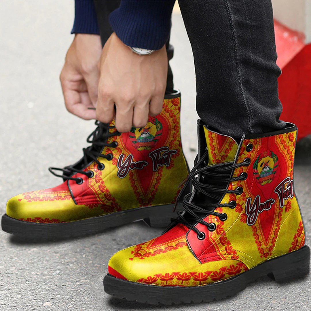 Africa Boots Mozambique Yellow Version Leather Boots Vintage African Dashiki