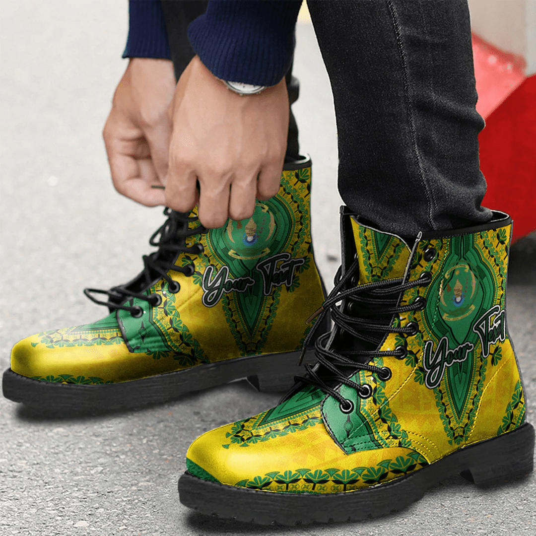 Africa Boots Rwanda Yellow Version Leather Boots Vintage African Dashiki
