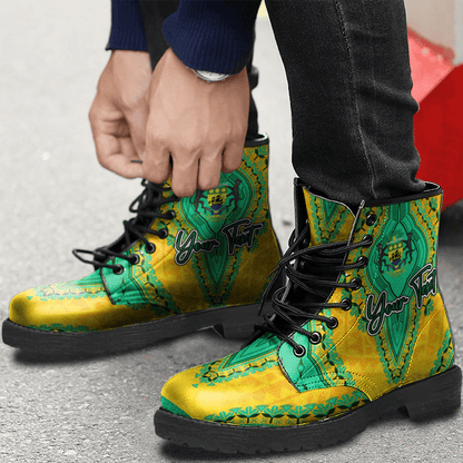 Africa Boots Gabon Leather Boots Vintage African Dashiki