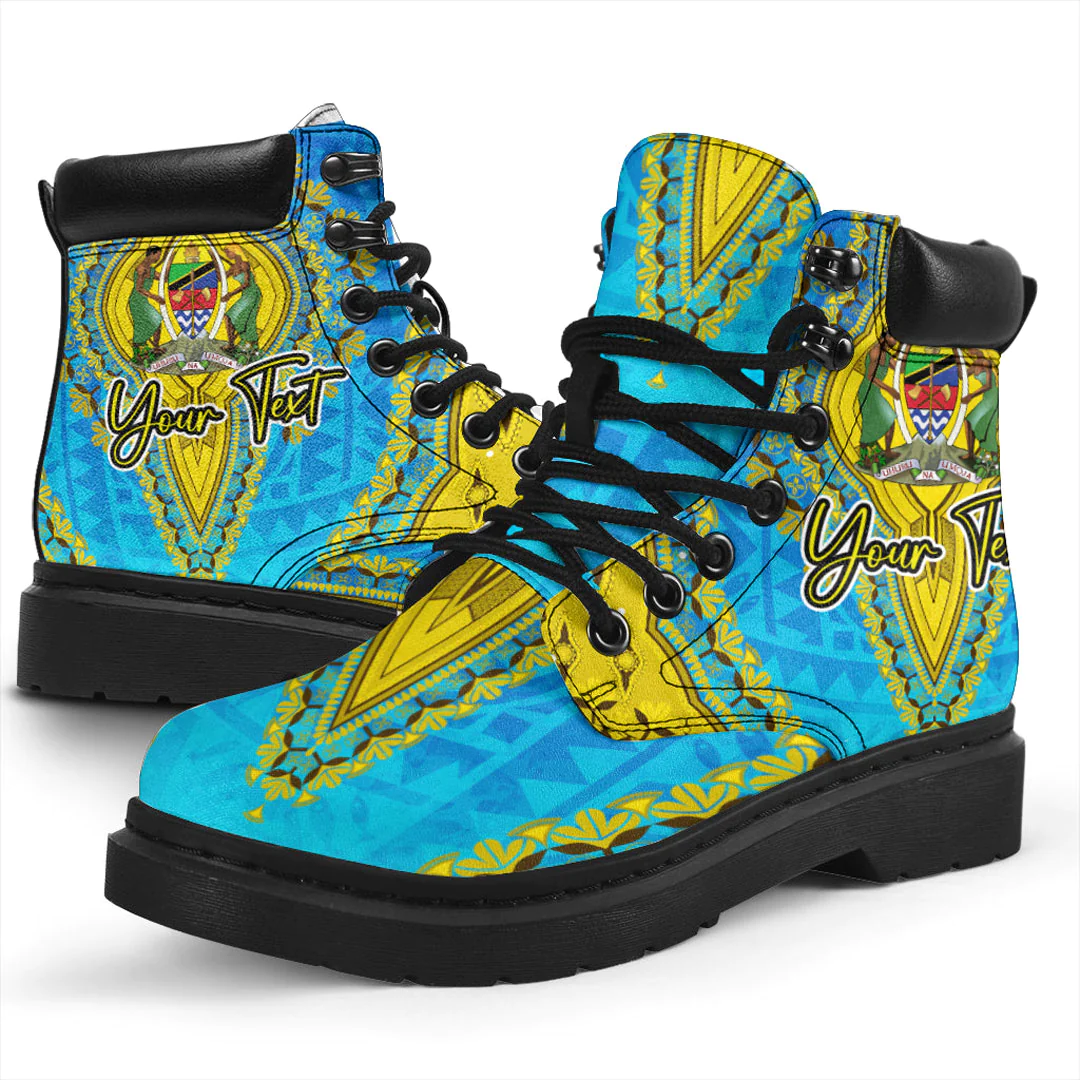 Africa Boots Tanzania Blue Version All Season Boots Vintage African Dashiki