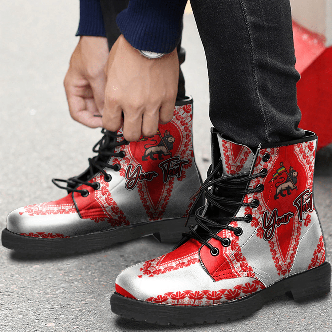 Africa Boots Ethiopia White Version Leather Boots Vintage African Dashiki