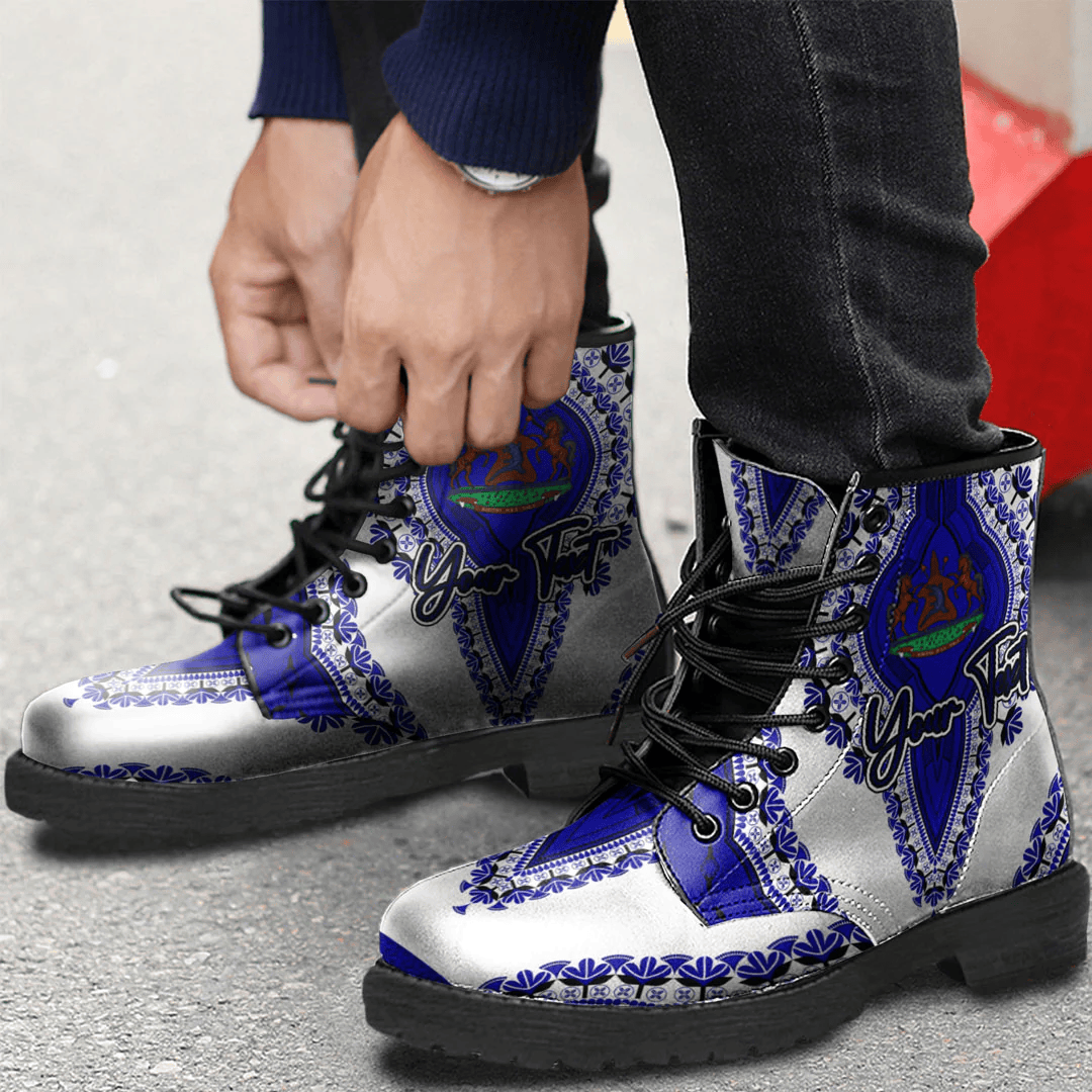 Africa Boots Lesotho White Version Leather Boots Vintage African Dashiki