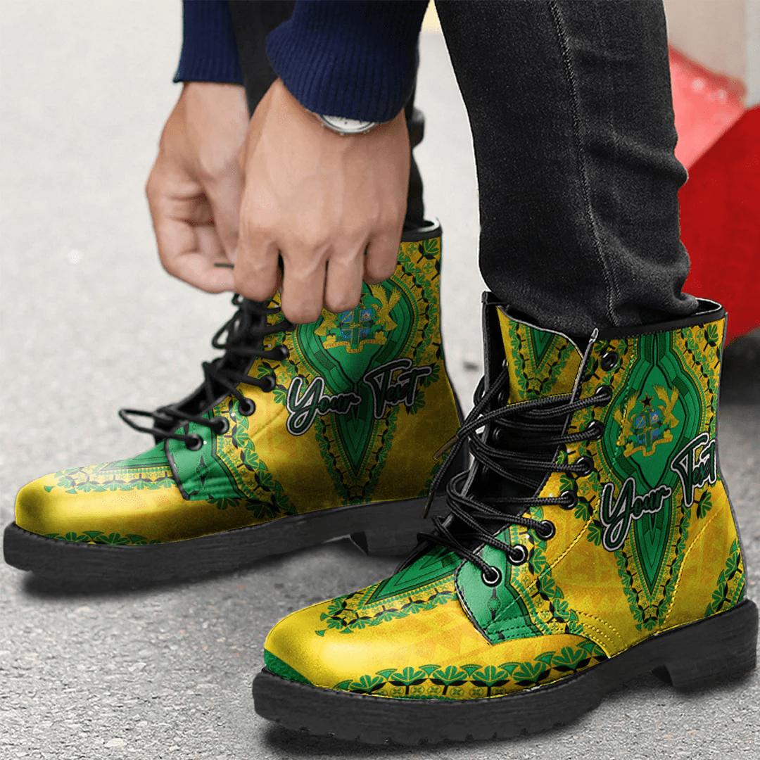 Africa Boots Ghana Leather Boots Vintage African Dashiki