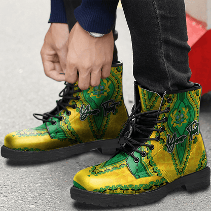 Africa Boots Ghana Leather Boots Vintage African Dashiki