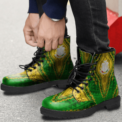 Africa Boots Guinea Green Version Leather Boots Vintage African Dashiki