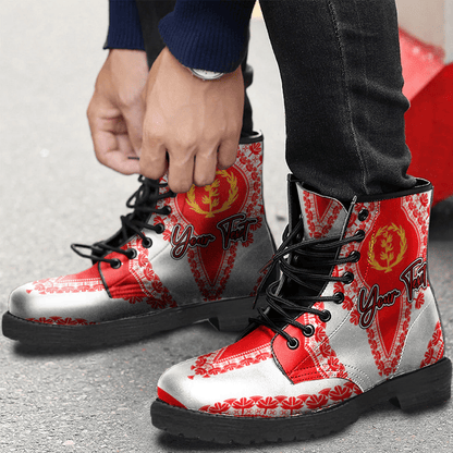 Africa Boots Eritrea White Version Leather Boots Vintage African Dashiki