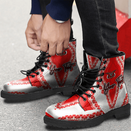 Africa Boots Yemen White Version Leather Boots Vintage African Dashiki