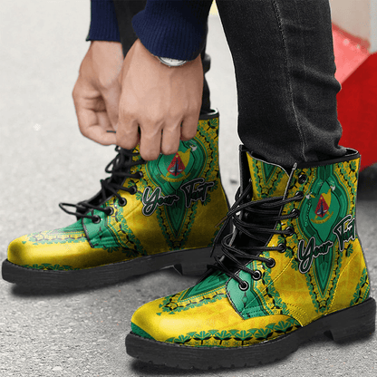 Africa Boots Cameroon Yellow Version Leather Boots Vintage African Dashiki