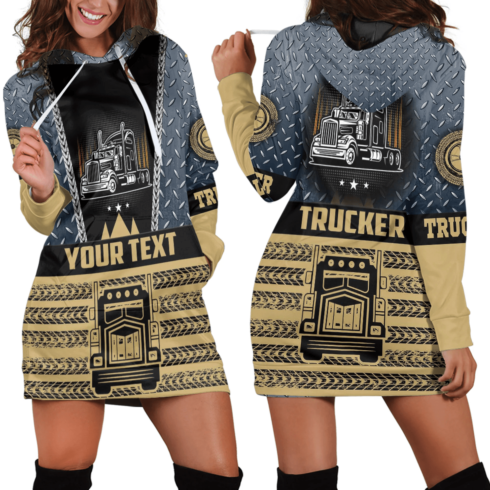 Hoodie Dress Custom Trucker Stylized