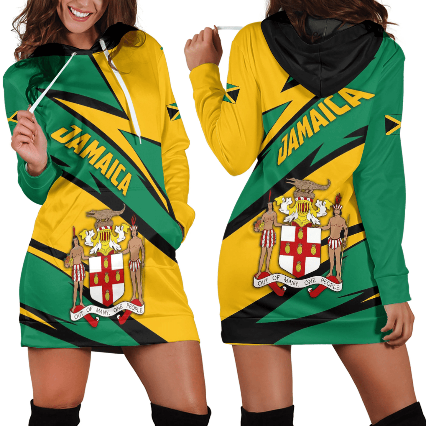 Hoodie Dress Jamaica Sport Stylized Flag