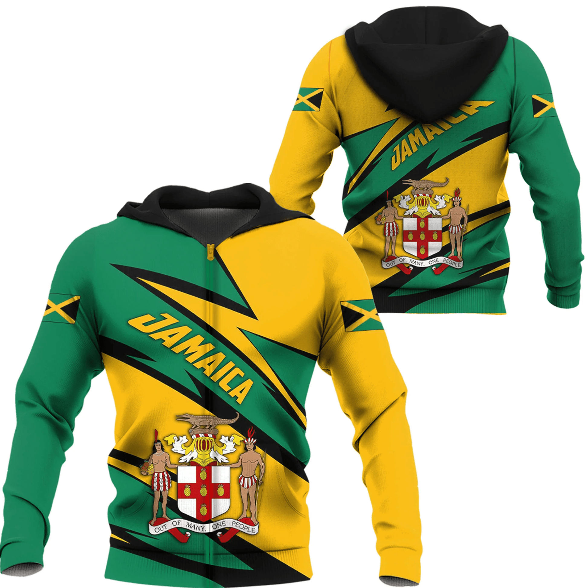 Zip Hoodie Jamaica Sport Stylized Flag