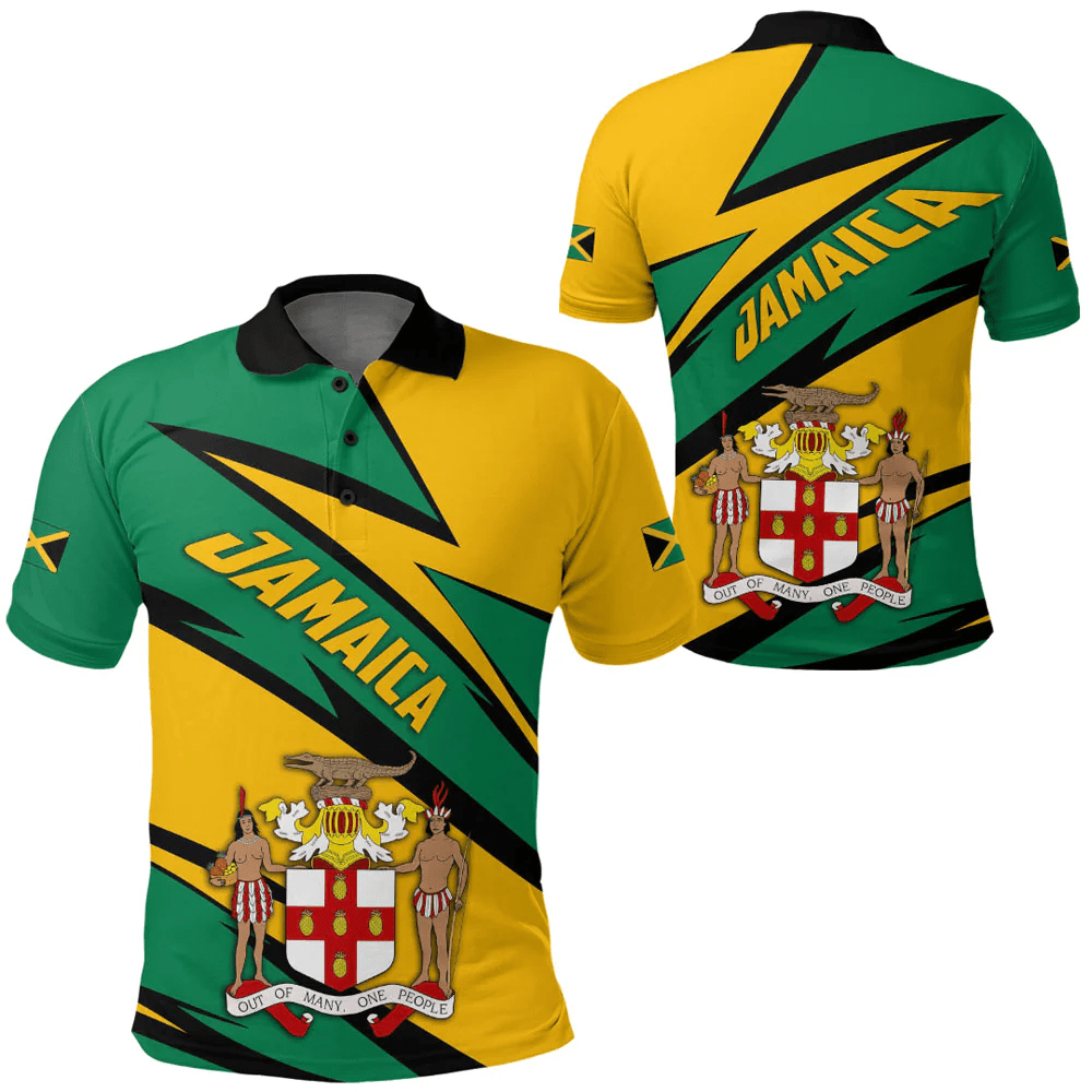 Polo Shirts Jamaica Sport Stylized Flag