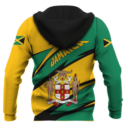 Zip Hoodie Jamaica Sport Stylized Flag
